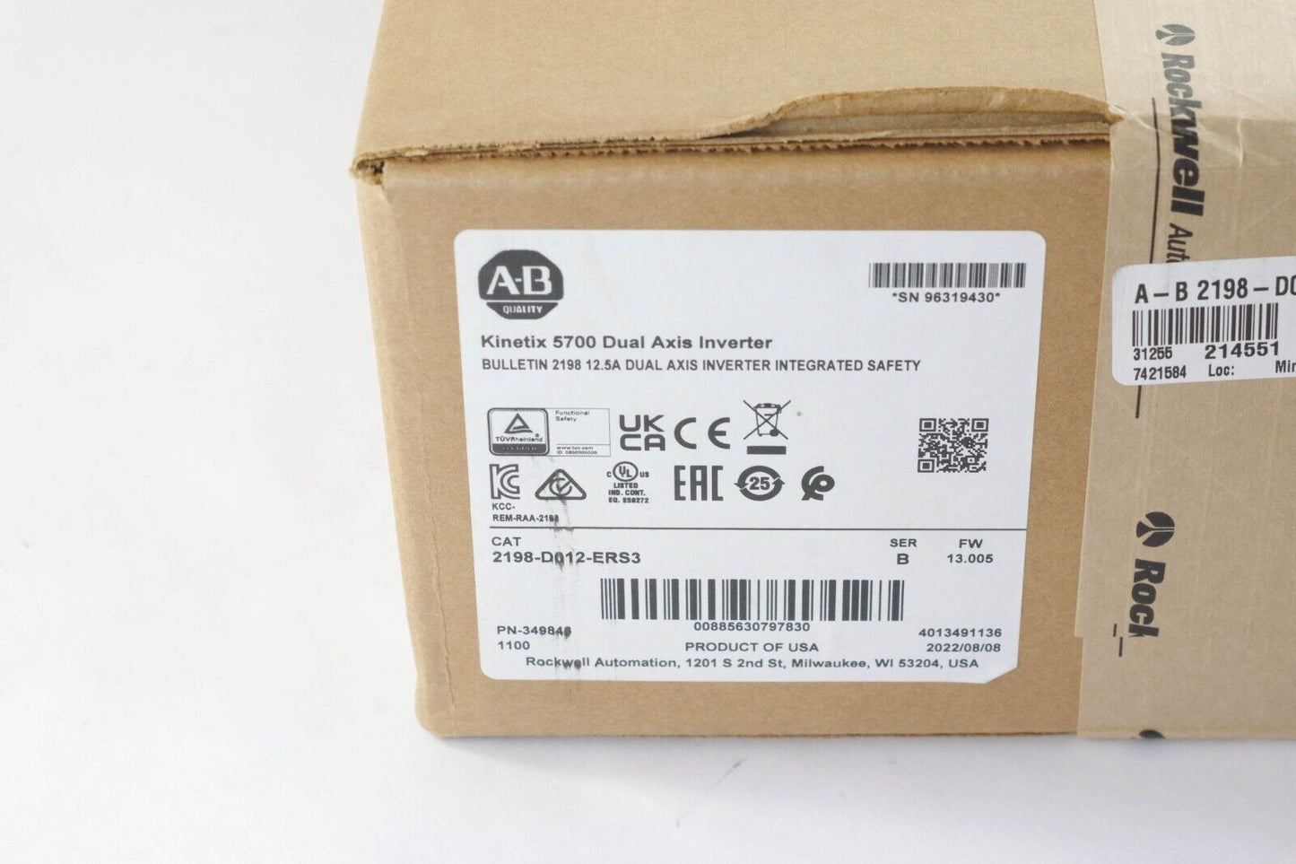 2022 Allen Bradley 2198-D012-ERS3 /B Kinetix 5700 - New Surplus, Factory Sealed