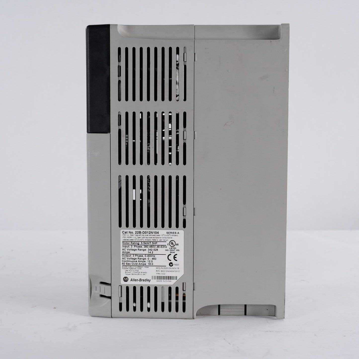 Allen-Bradley 22B-D012N104 /A PowerFlex 40 AC Variable Frequency Drive 7.5hp
