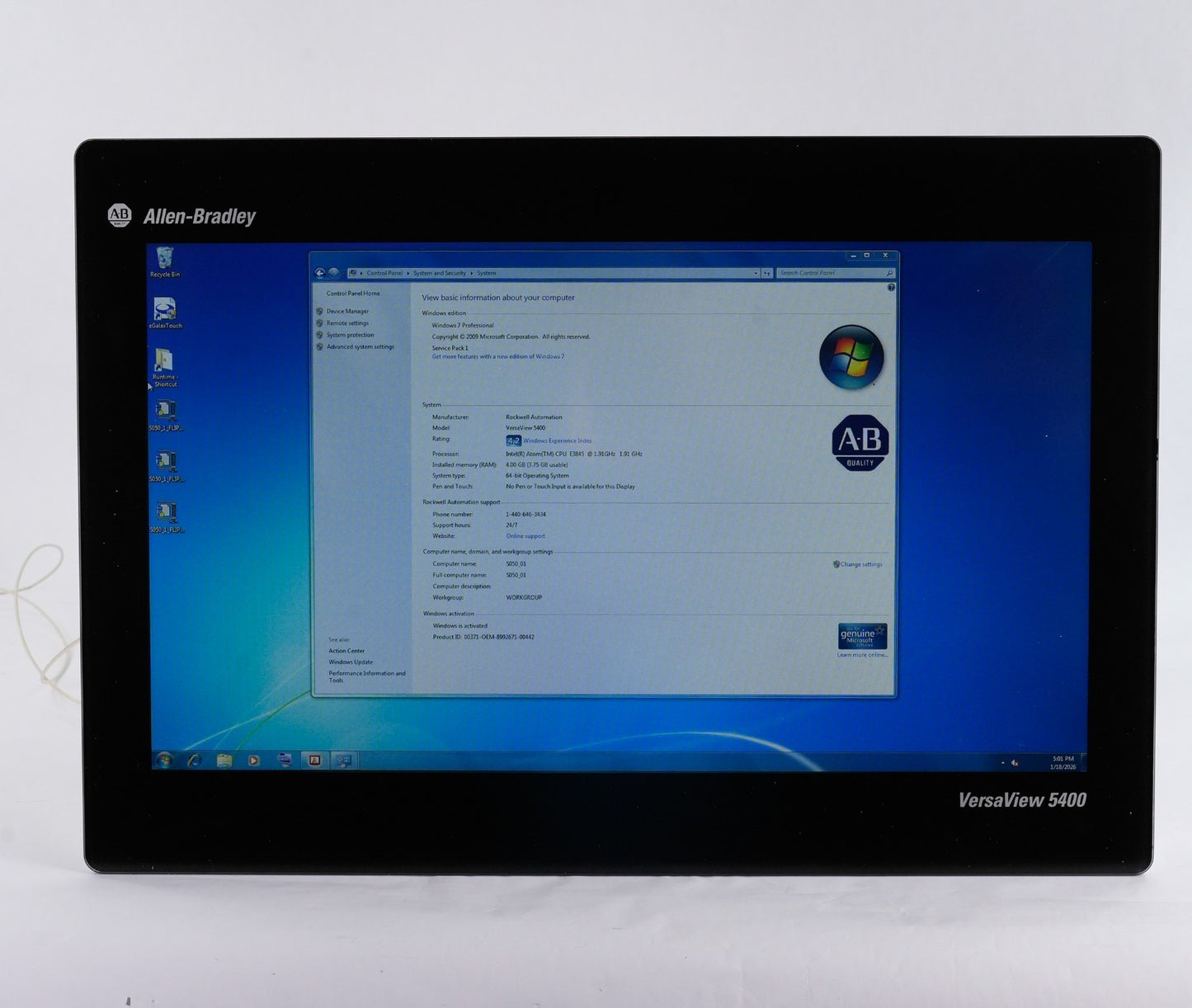 Allen Bradley 6200P-22WS3A1 /A VersaView 5400 Box Panel PC 21.5" 6200P22WS3A1