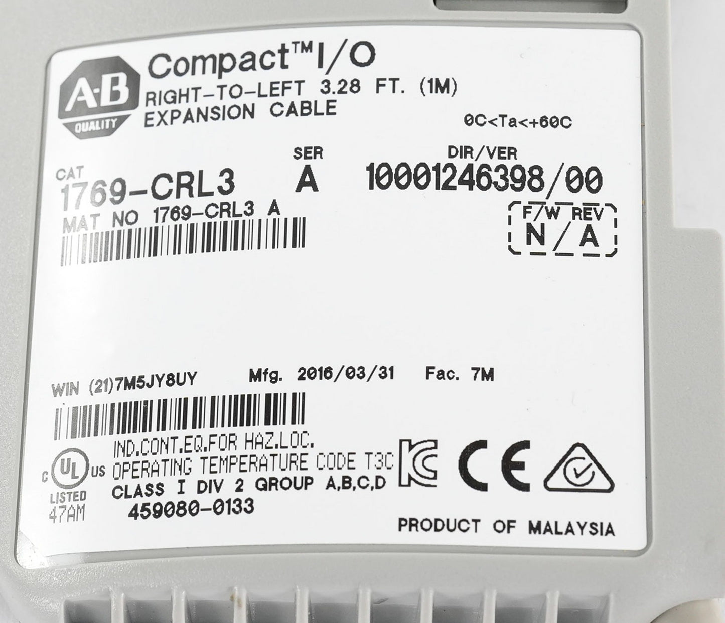 Allen Bradley 1769-CRL3 /A CompactLogix 3" Bus Expansion Cable 1769CRL3