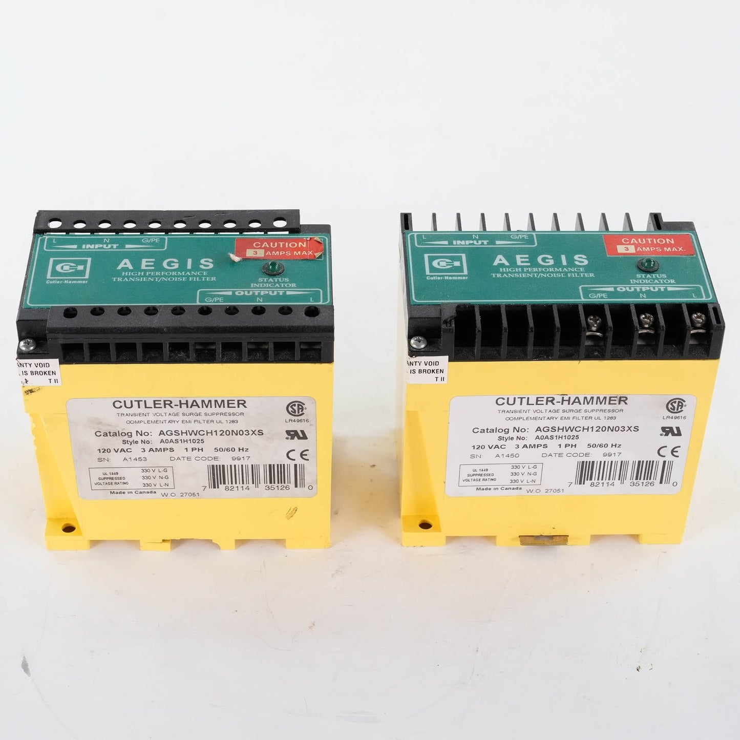 Cutler-Hammer AGSHWCH120N03XS Transient Voltage Surge Suppressor 120V 3A 50/60Hz