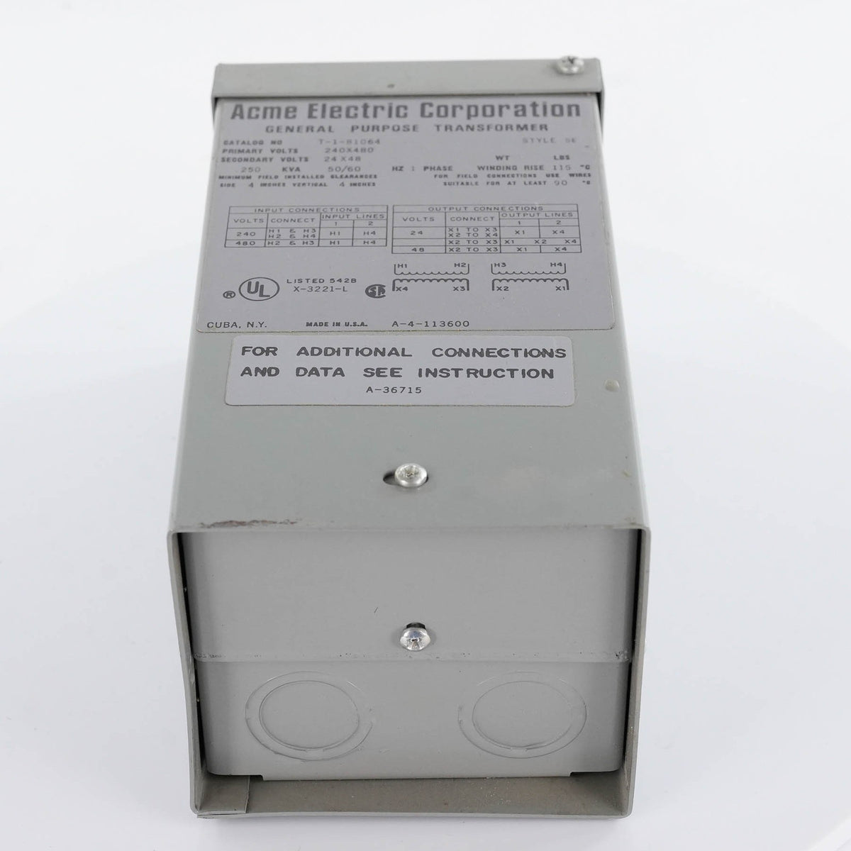 Acme Electric Corp T-1-81064 Buck Boost Transformer 1.5kVA 120x240V 12/24V T1810