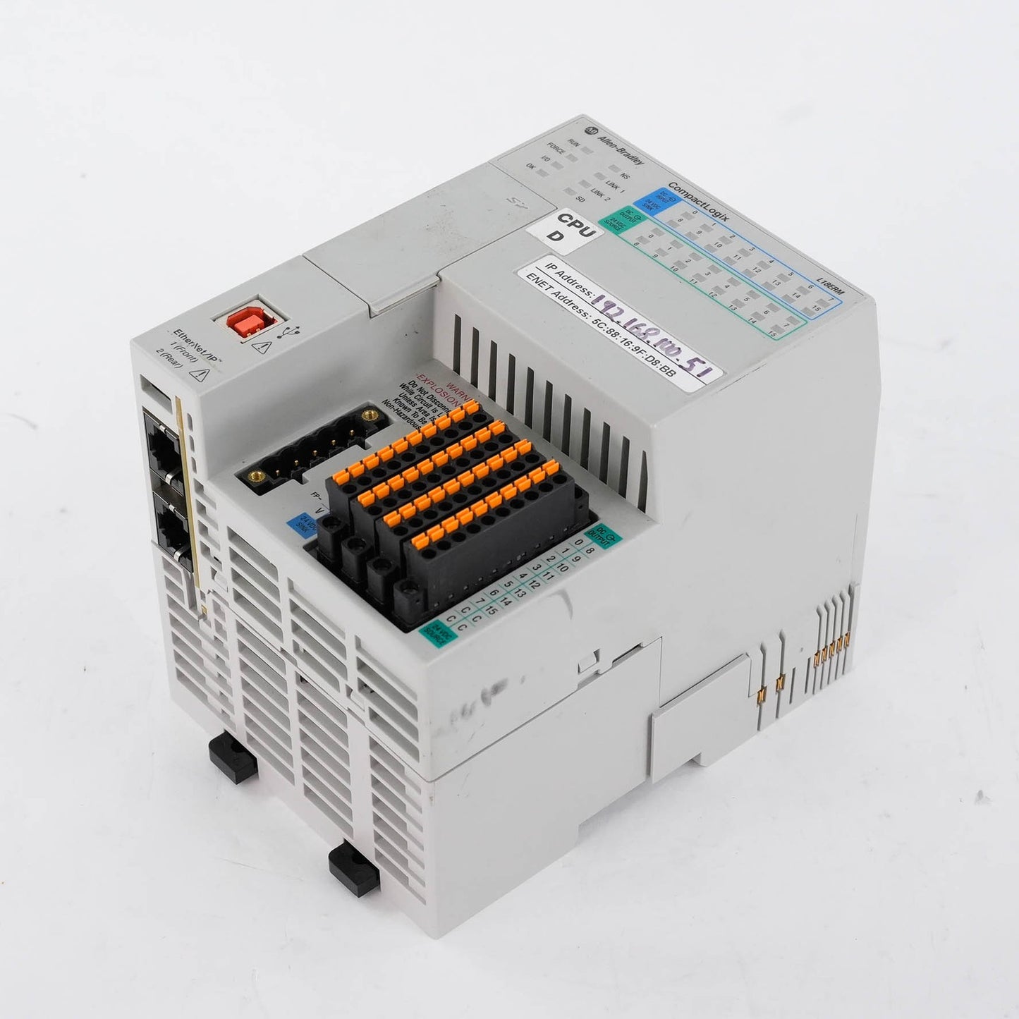 Allen Bradley 1769-L18ERM-BB1B Ser B CompactLogix 0.5MB (retake pictures)