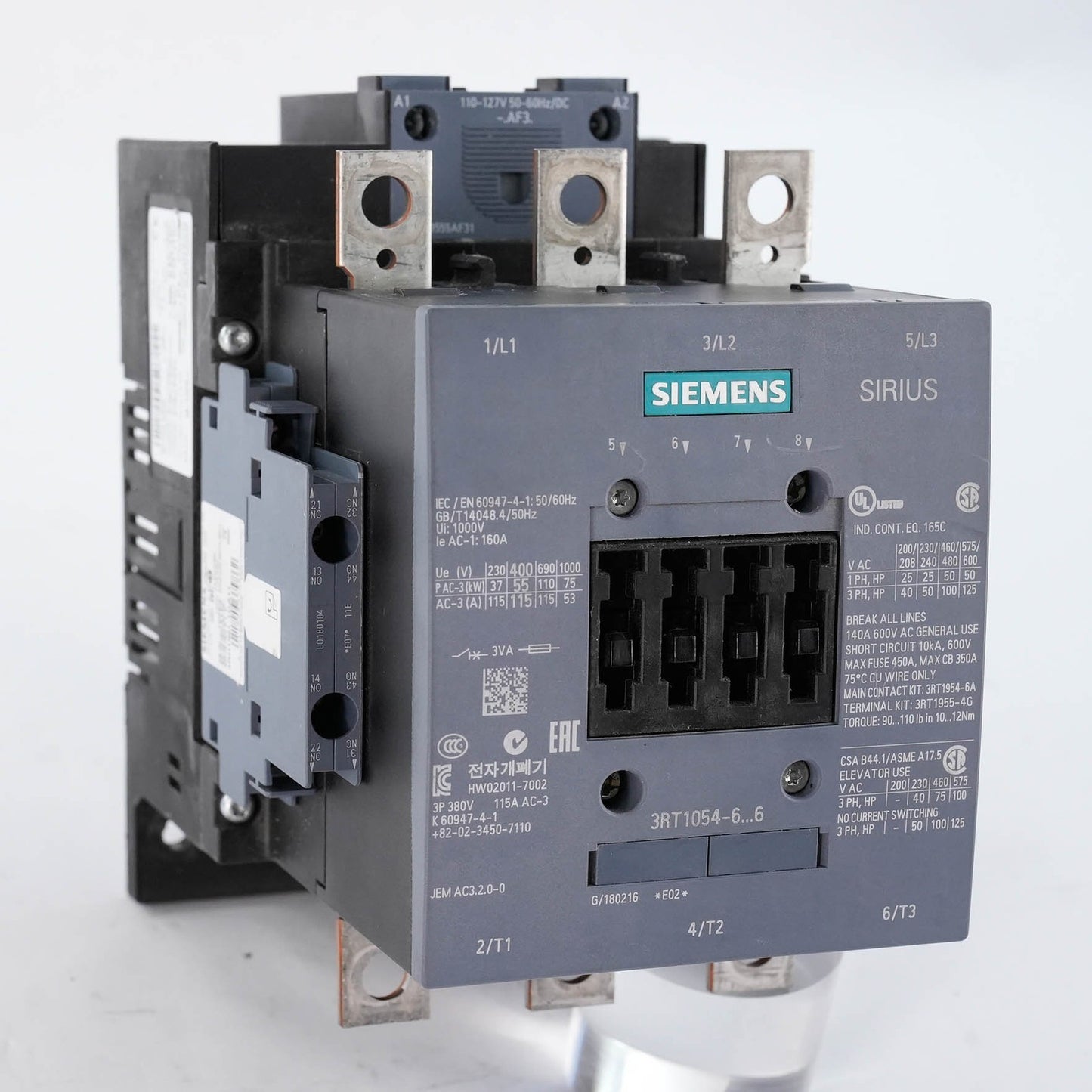 Siemens 3RT1054-6AF36 Sirius Contactor 3-Pole 115A 110-127V AC/DC 3RT10546AF36