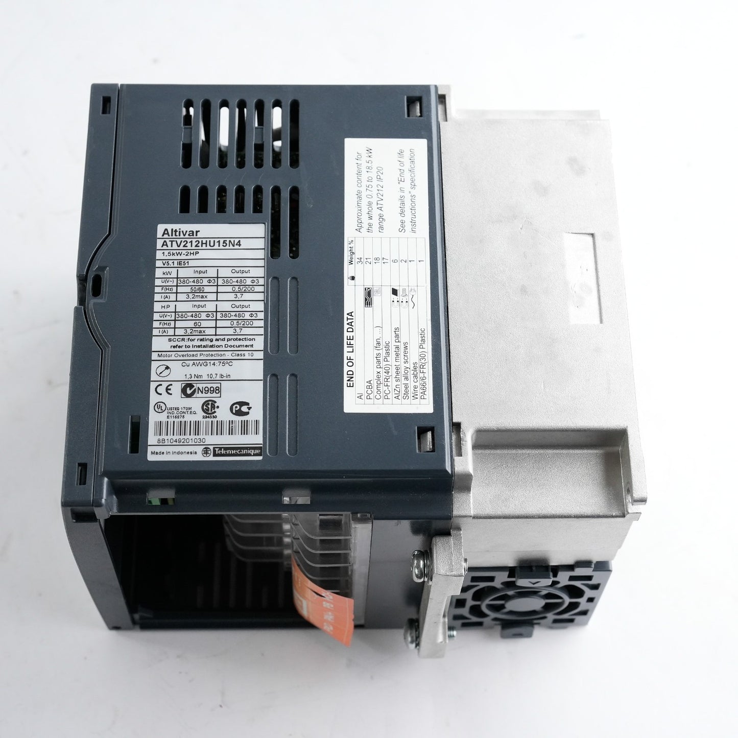 Schneider Electric ATV212HU15N4 1.5kW 2HP 480V 3PH Variable Speed Drive