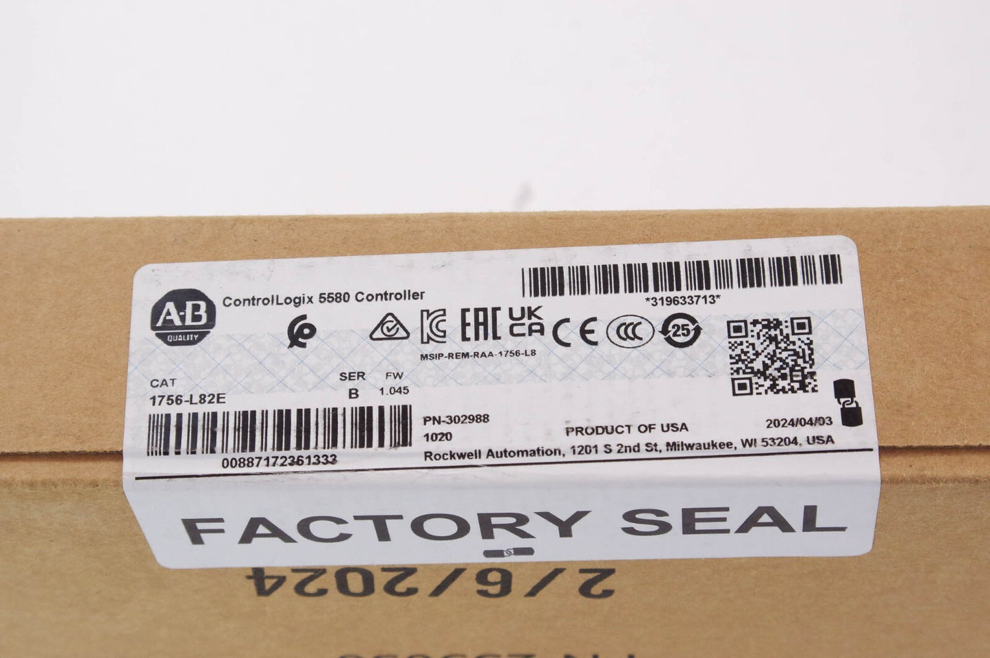 Allen Bradley 1756-L82E /B ControlLogix Controller - Sealed Surplus