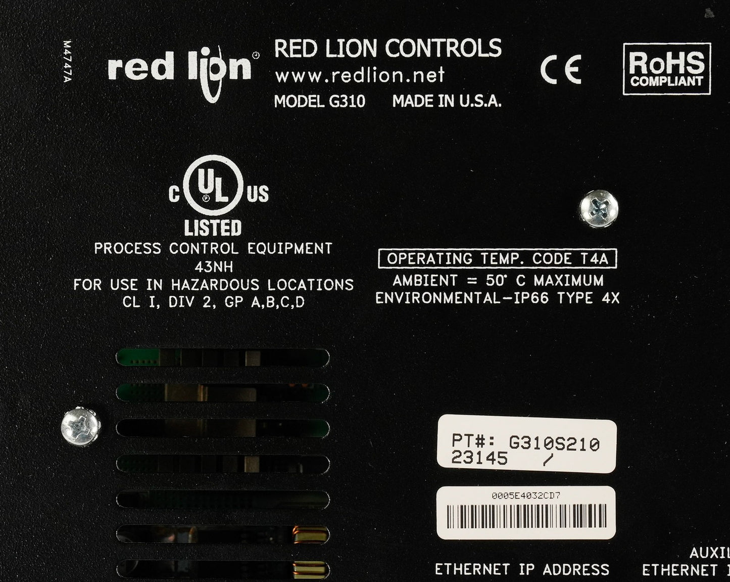 Red Lion Controls G310S210 G3 Series 10.4" HMI Operator Interface Display G310