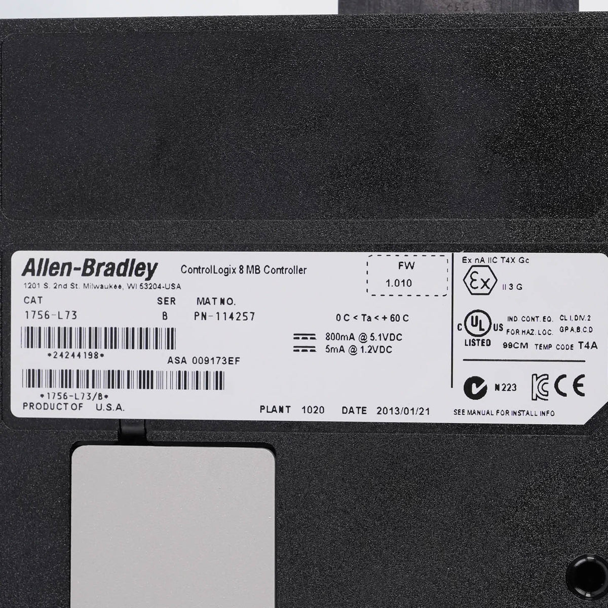 Allen Bradley 1756-L73 ControlLogix Logix5573 Processor 8MB Memory 1756L73