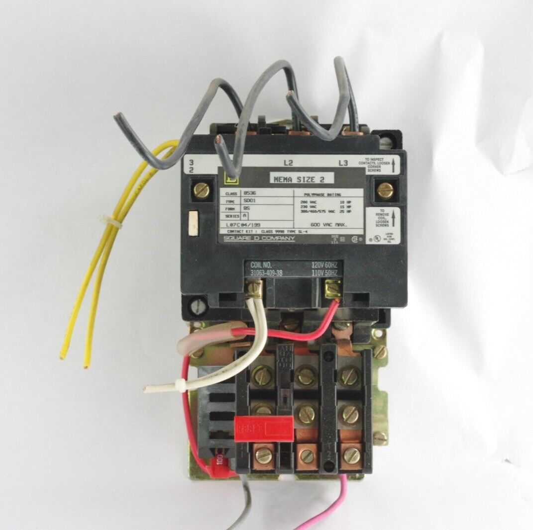 Square D 8536 Motor Starter Type SD01 Coil No. 31063-409-38 120V 60Hz/110V 50Hz