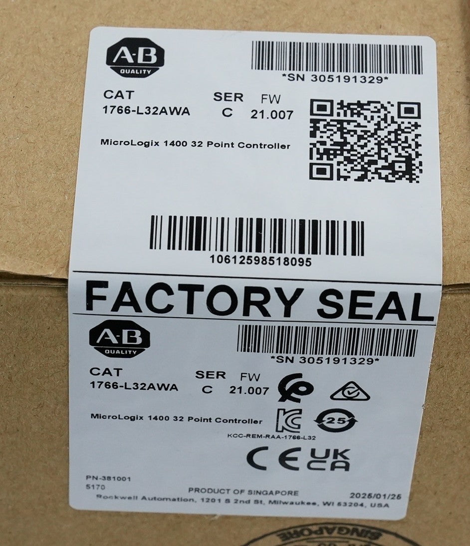 Allen Bradley 1766-L32AWA /C MicroLogix 1400 32-Pt 2025 - Sealed Surplus