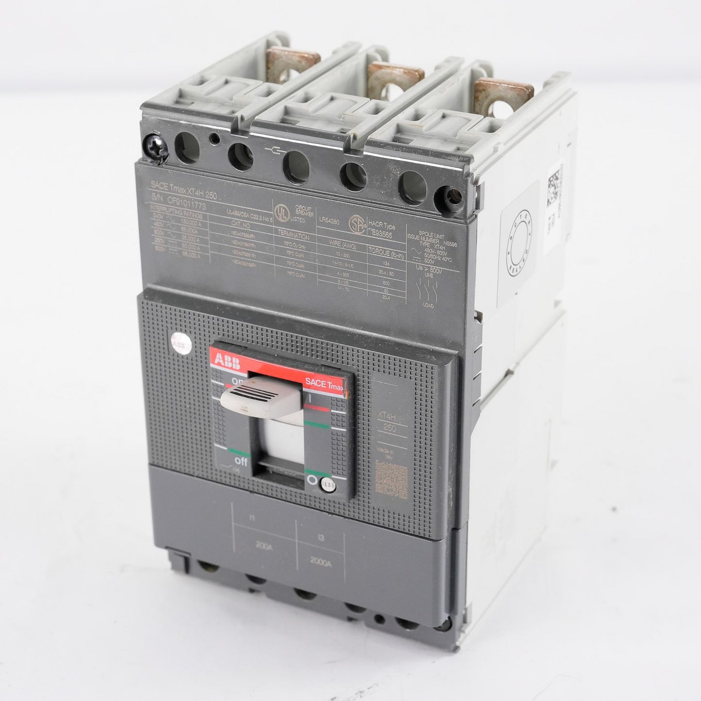ABB SACE Tmax XT4H 250 Circuit Breaker 1SDA080080R1 XT4HU3150AFF000XXX 3p F F UL