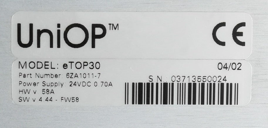 UniOP eTOP30 Display Panel 6ZA1011-7 24VDC HMI + 1 Year Warranty