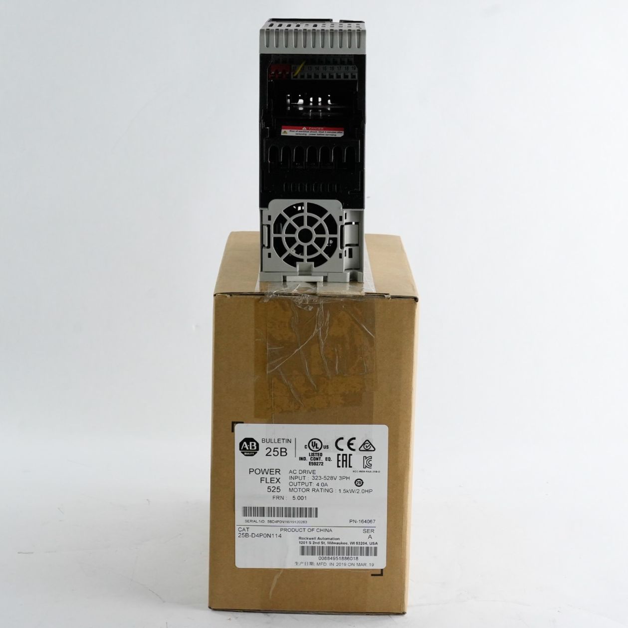 Allen Bradley 25B-D4P0N114 /A PowerFlex 525 1.5kW 2HP 480V 3-Phase - Open Box