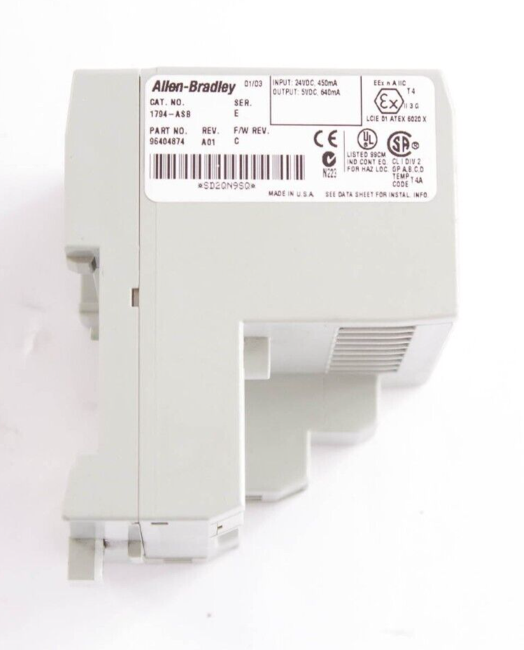 Allen Bradley 1794-ASB / 1794ASB  Ser E Flex I/O 24VDC Power Supply RIO Adapter