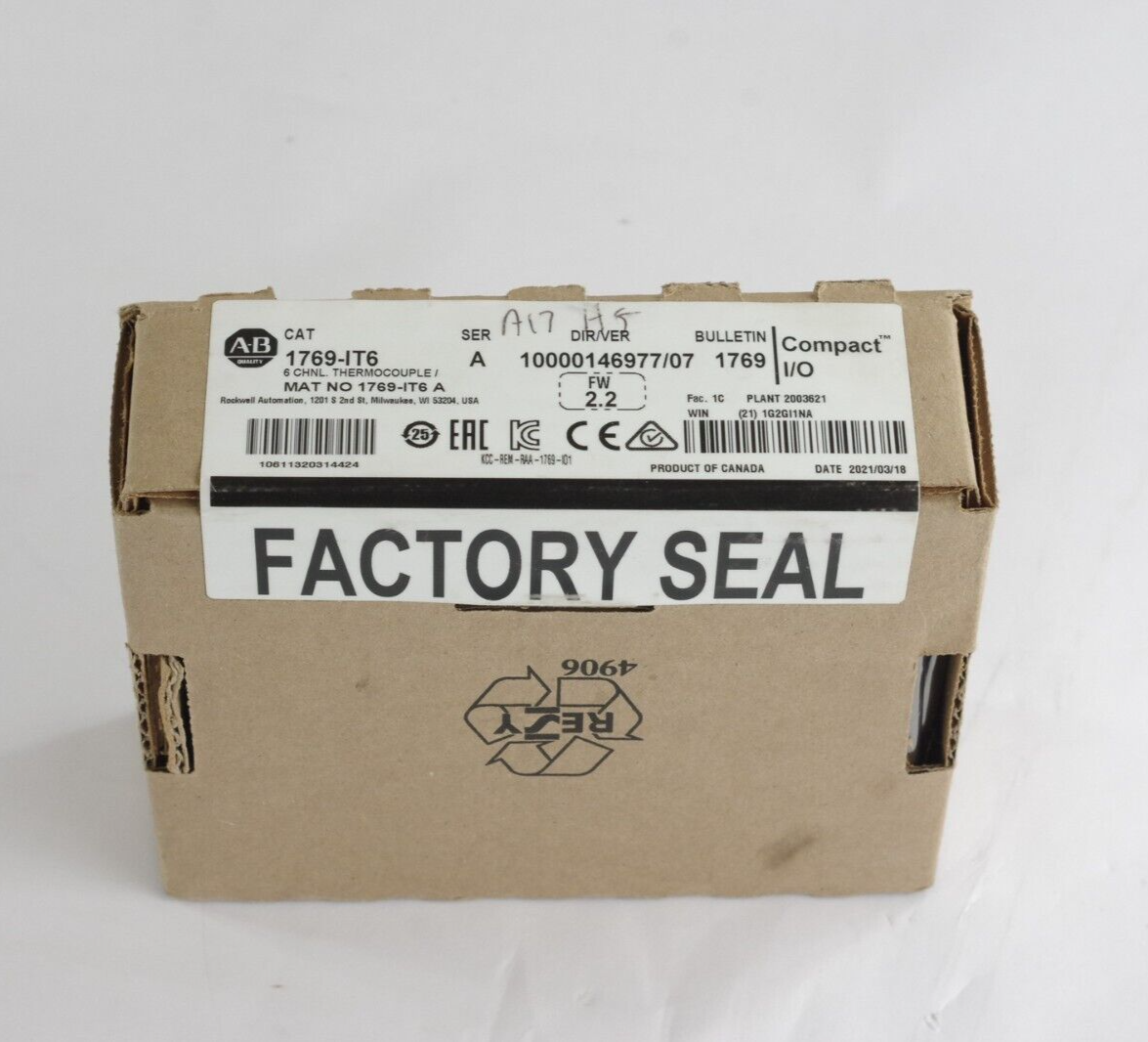 Allen Bradley 1769-IT6 SER A CompactLogix Thermocouple/mV Input Module Sealed