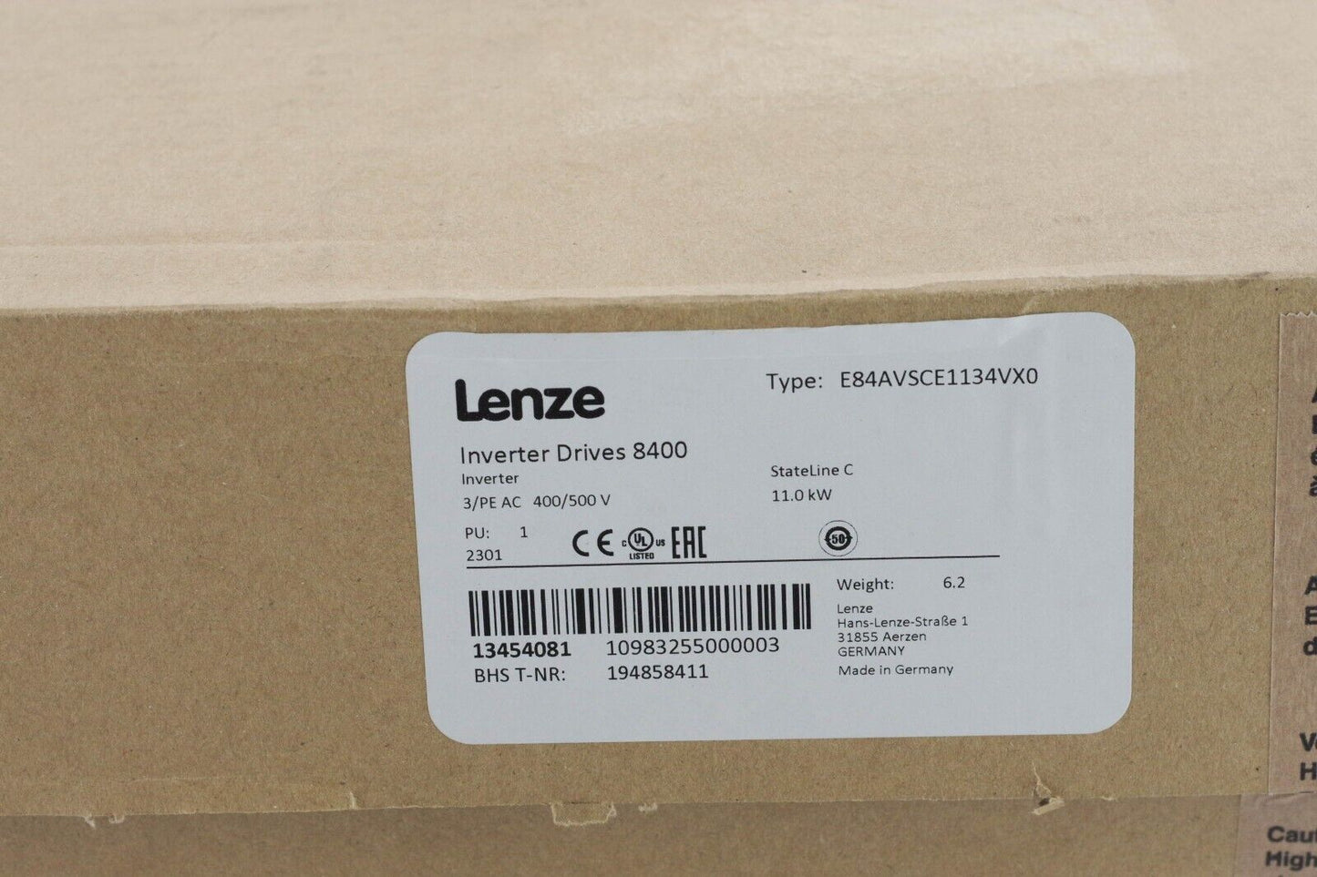 Lenze E84AVSCE1134VX0 8400 StateLine C Inverter - Open Box