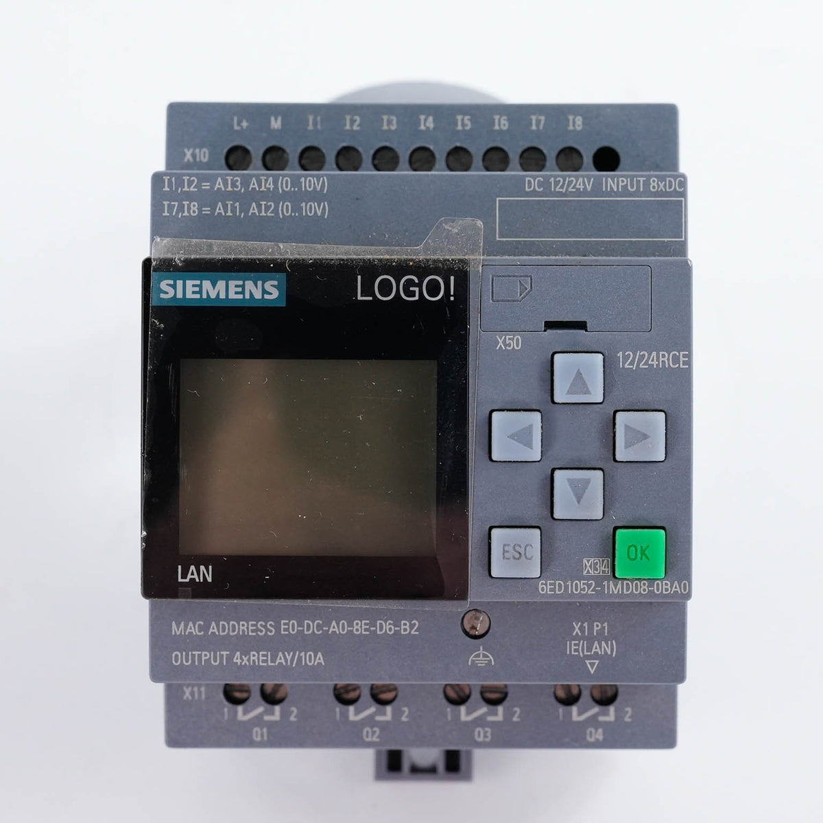 Siemens LOGO! 12/24RCE PLC Logic Module 6ED1052-1MD08-0BA1 12/24VDC 8DI 4DO Rela