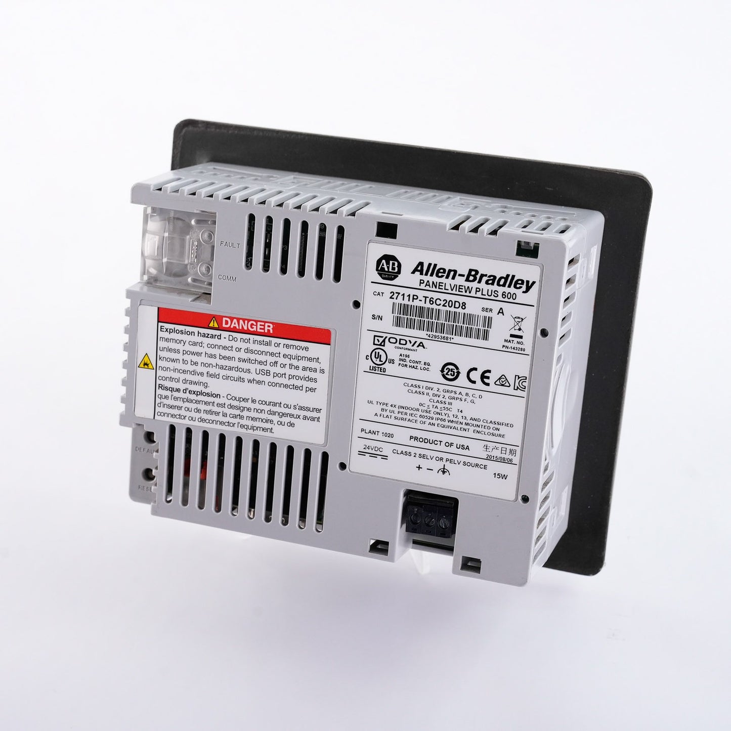 Allen Bradley 2711P-T6C20D8 /A PanelView Plus 600 Color Touch 2711PT6C20D8
