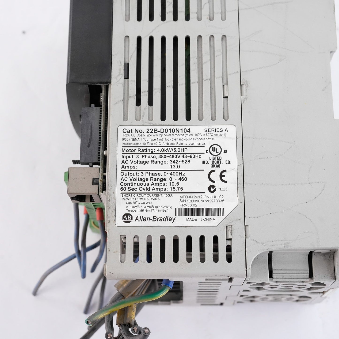 Allen Bradley 22B-D010N104 /A PowerFlex 40 AC Drive 480V 3-Phase 22BD010N104