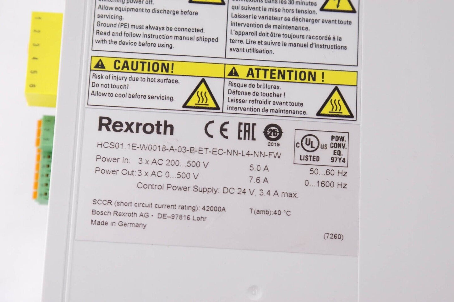 REXROTH IndraDrive Cs HCS01.1E-W0018-A-03-B-ET-EC-NN-L4-NN-FW Servo Drive