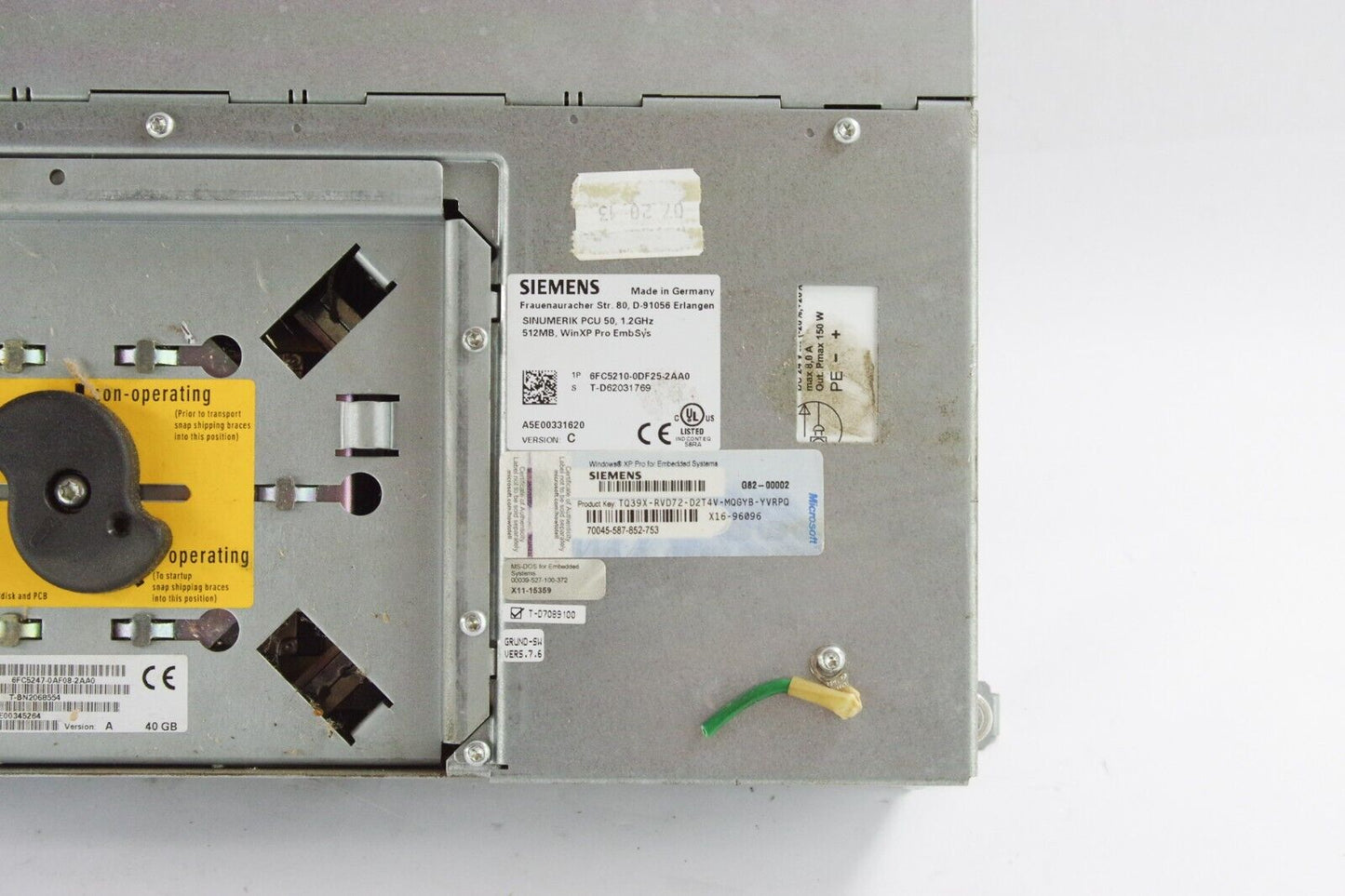 SIEMENS 6FC5210-0DF25-2AA0 SINUMERIK PCU 50, 1.2GHz + 6FC5247-0AF08-2AA0 HD