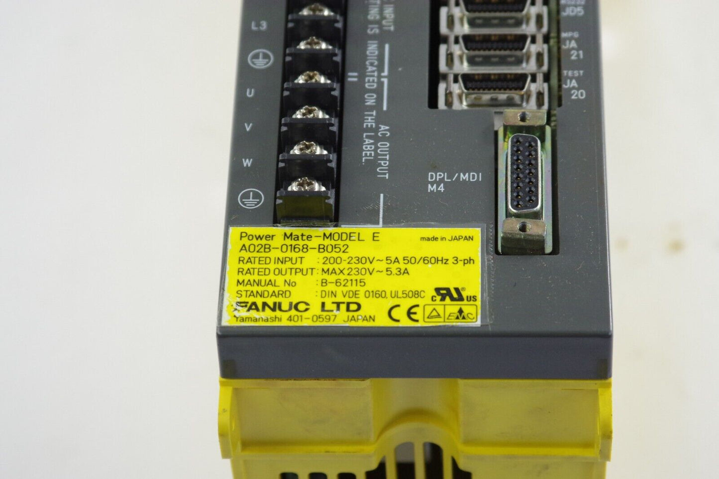 FANUC A02B-0168-B052 / A02B0168B052 Power Mate Model E 3-Phase Input 200-230V 5A