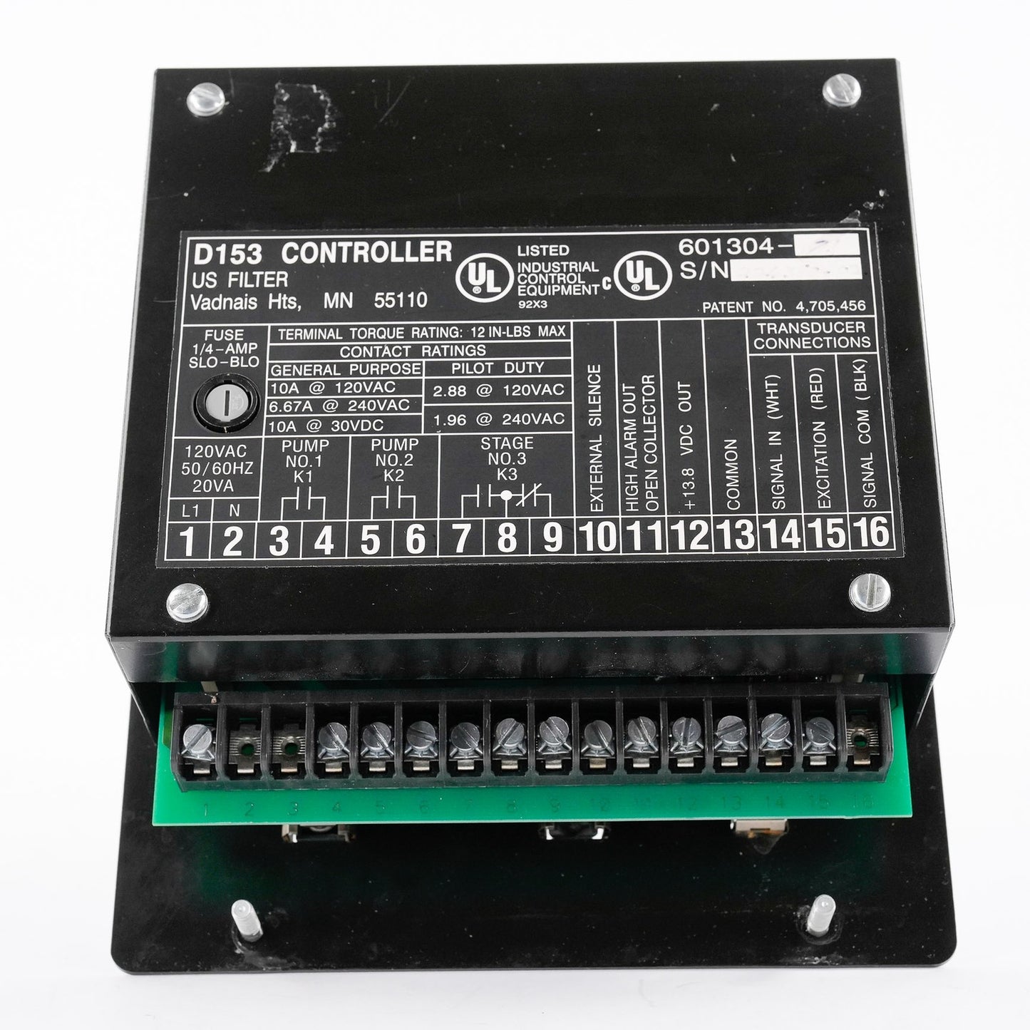 US Filter Control Systems D153 Pump Controller 601304