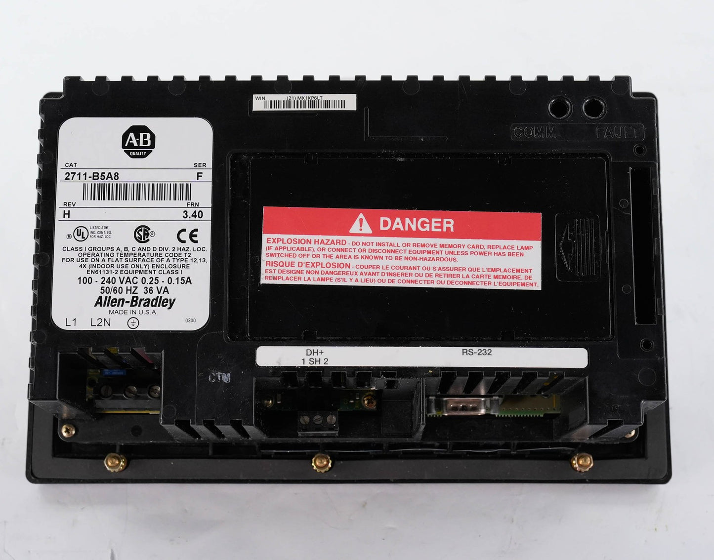 Allen Bradley 2711-B5A8 Ser F PanelView 550 Keypad/Touch HMI 120VAC DH+ 2711B5A8