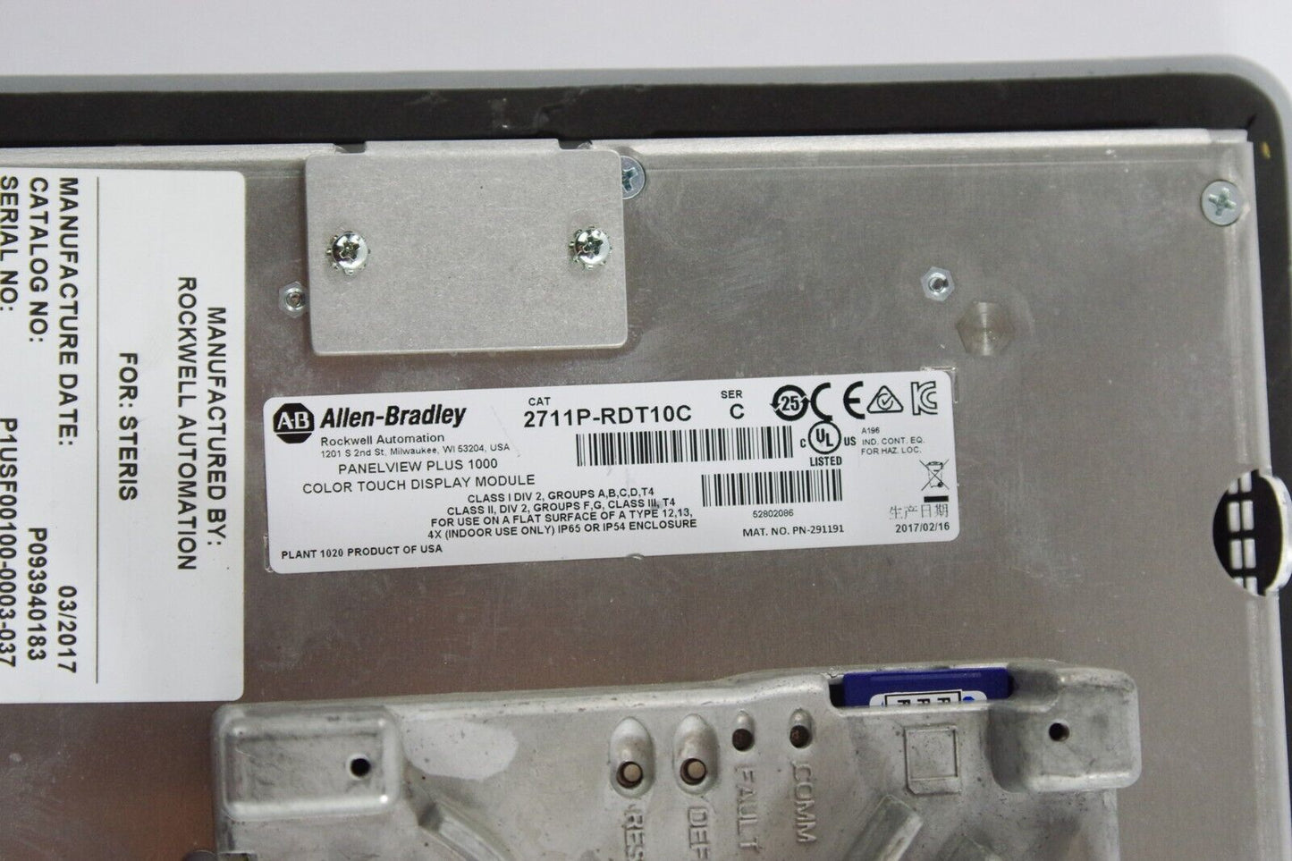 Allen Bradley 2711P-T10C4D8 PanelView Plus 6 2711P-RP8D Ser B + RDT10C - No Box