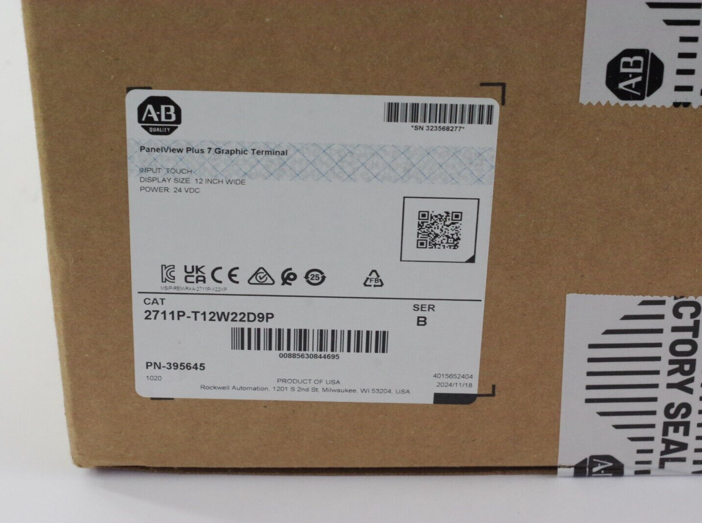 2024 Allen Bradley 2711P-T12W22D9P /B PanelView Plus 7 Terminal - Sealed Surplus