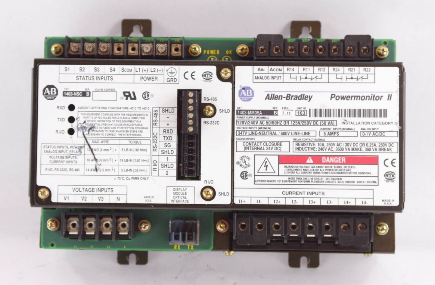 Allen Bradley 1403-MM05A / 1403MM05A Ser B  Powermonitor II + 1403-NSC Ser B