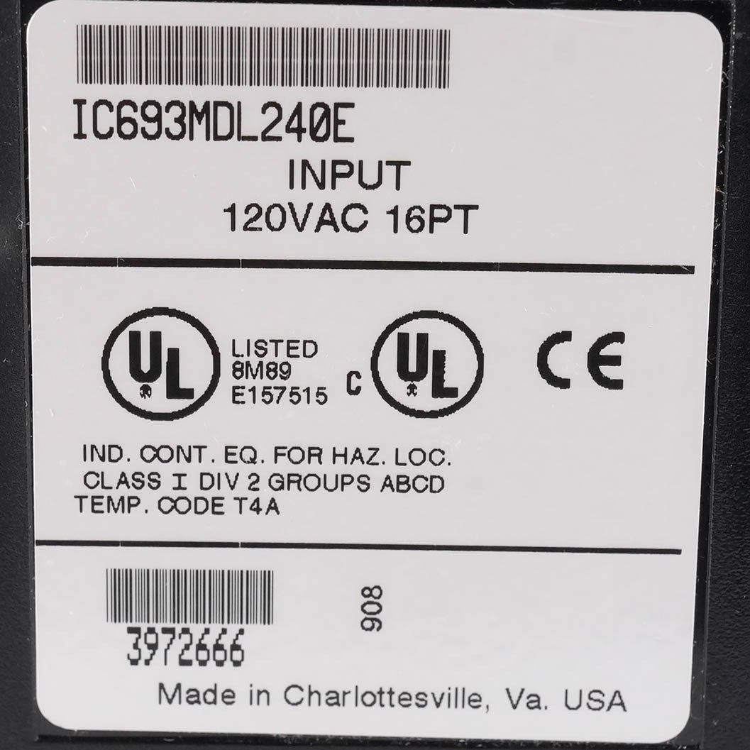 GE FANUC IC693MDL240E Series 90-30 120 VAC Input Module 16 Point
