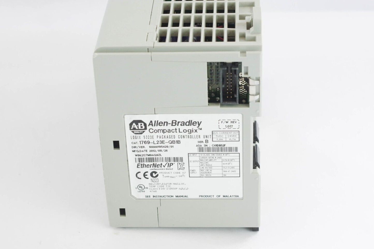 Allen Bradley 1769-L23E-QB1B /B CompactLogix Packaged EtherNet Controller 512KB