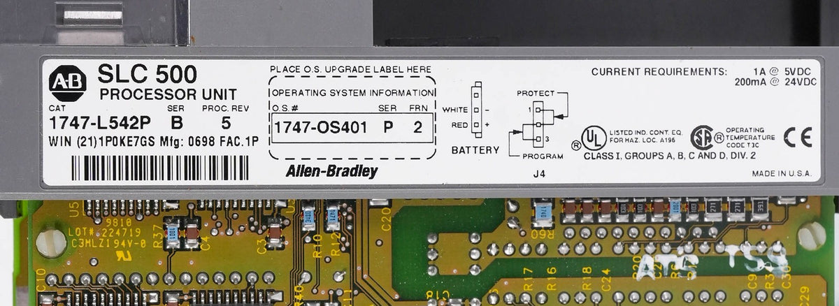 Allen Bradley 1747-L542P Ser B SLC 5/04P 32K Memory Processor CPU 1747L542P 5/04