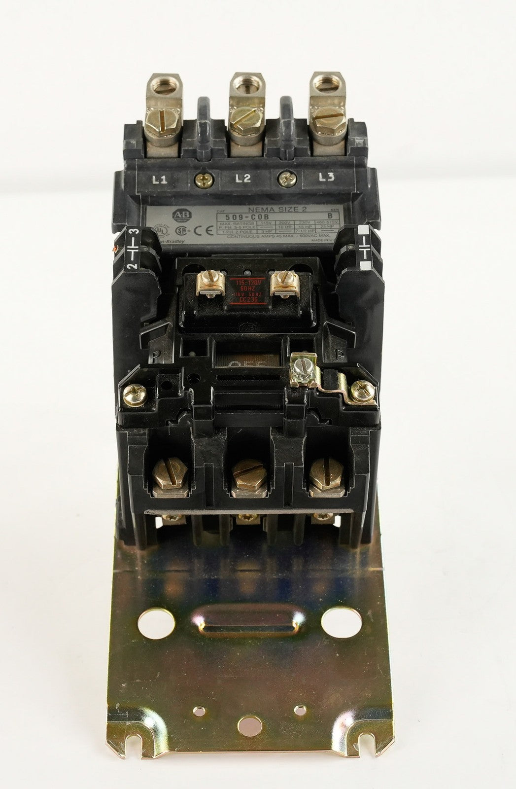 Allen Bradley 509-C0B /B NEMA Size 2 Starter 575V 25HP 2-Pole 509C0B 120V Coil