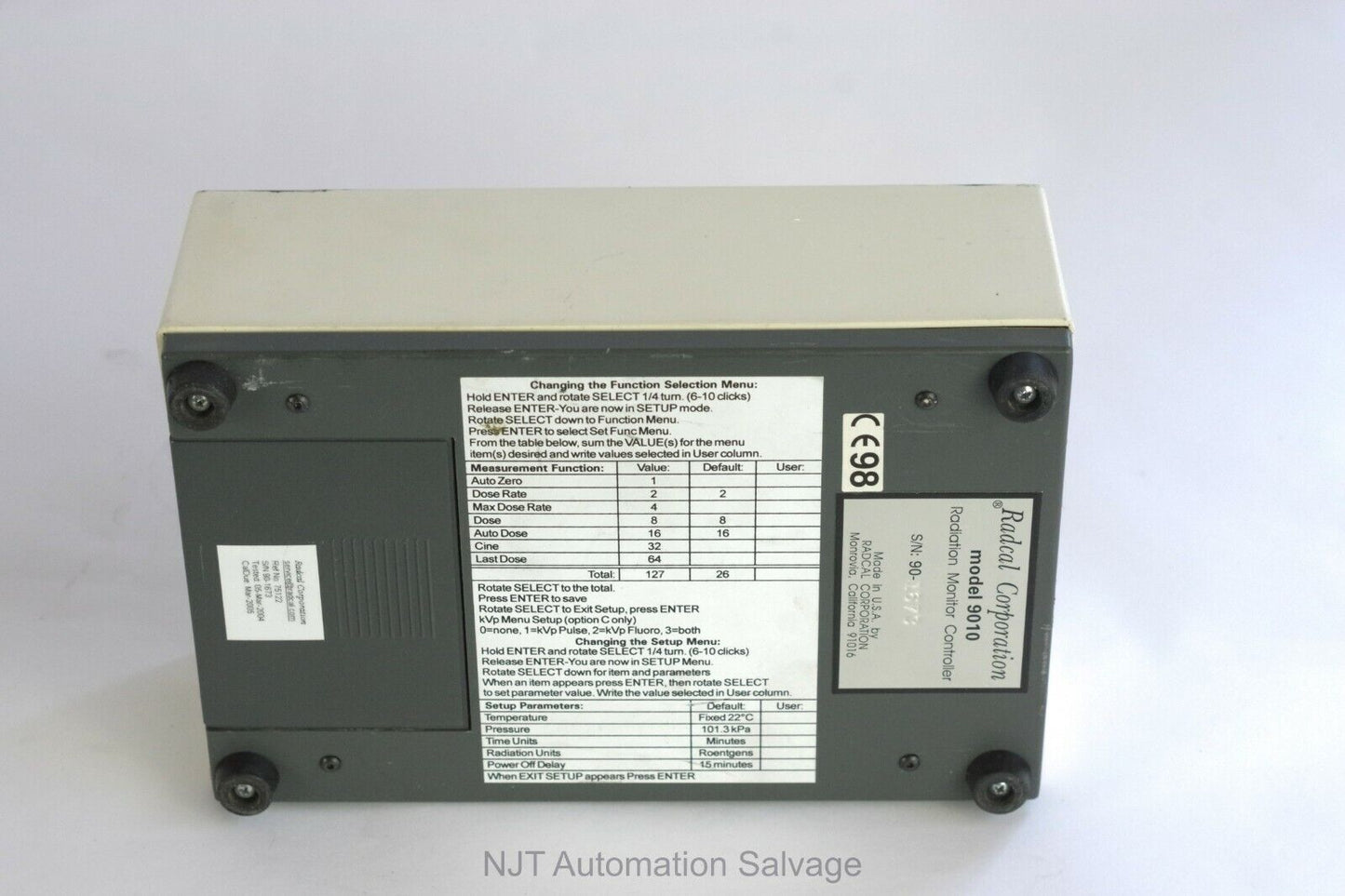 RADCAL RADIATION MONITOR Model 9010 CONTROLLER