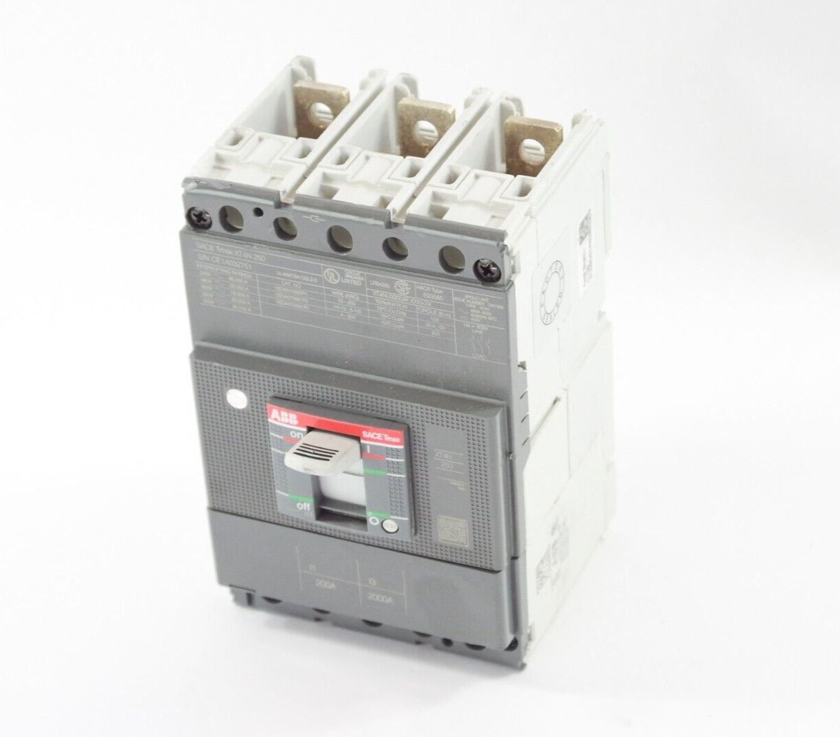 ABB Sace Tmax XT4N 250 Main Breaker 3 Pole 480-600V