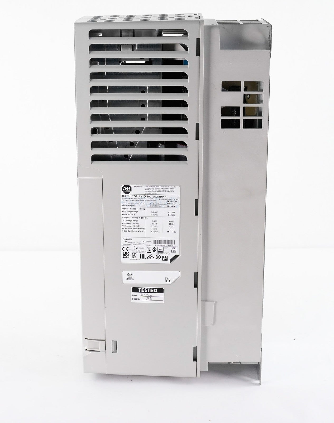Allen Bradley 20G11ND8P0JA0NNNNN /A PowerFlex 755 AC Drive 480V 5HP 3-Phase