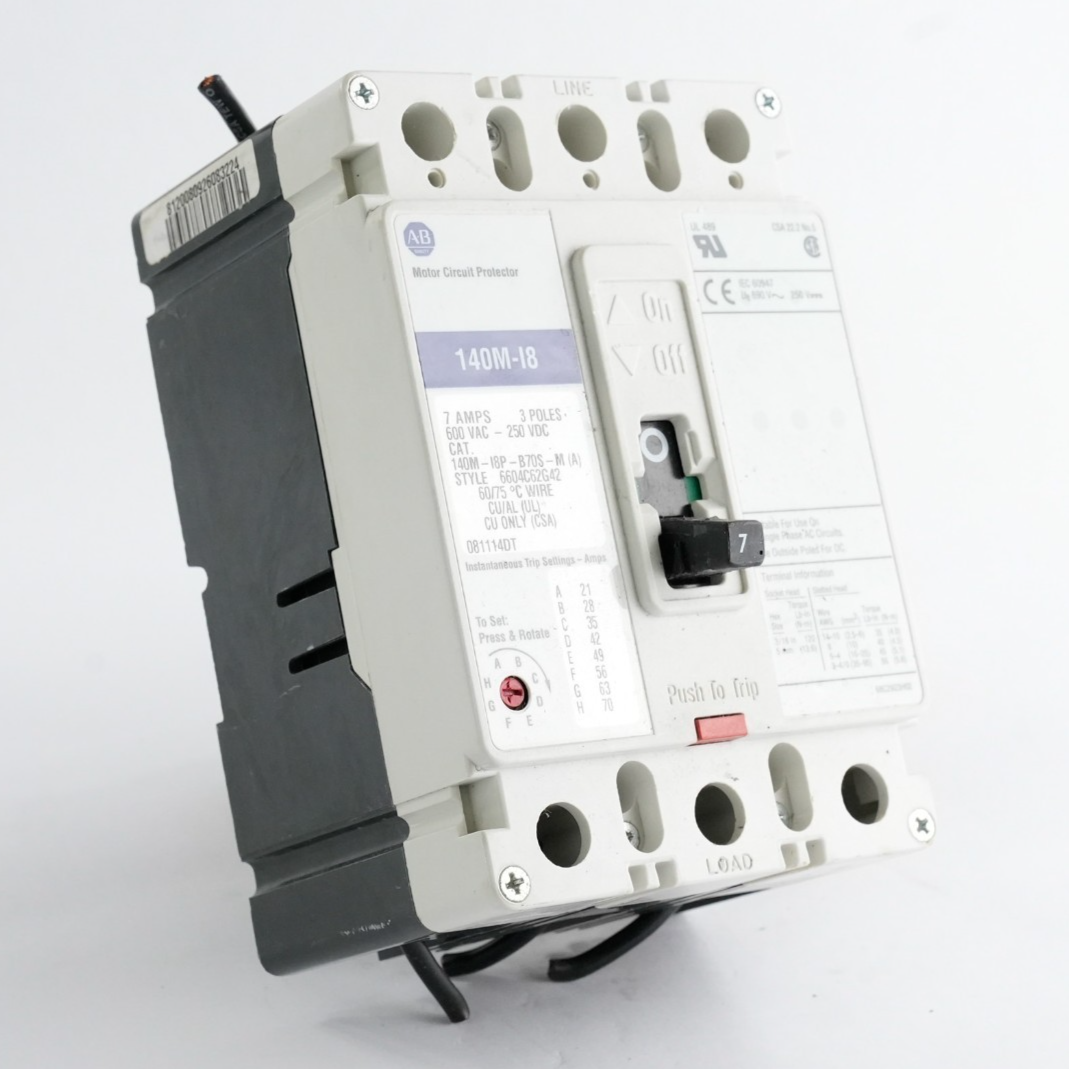 Allen Bradley 140M-I8P-B70S-M (A) Motor Circuit Protector 140M-I8 3-Pole 600VAC