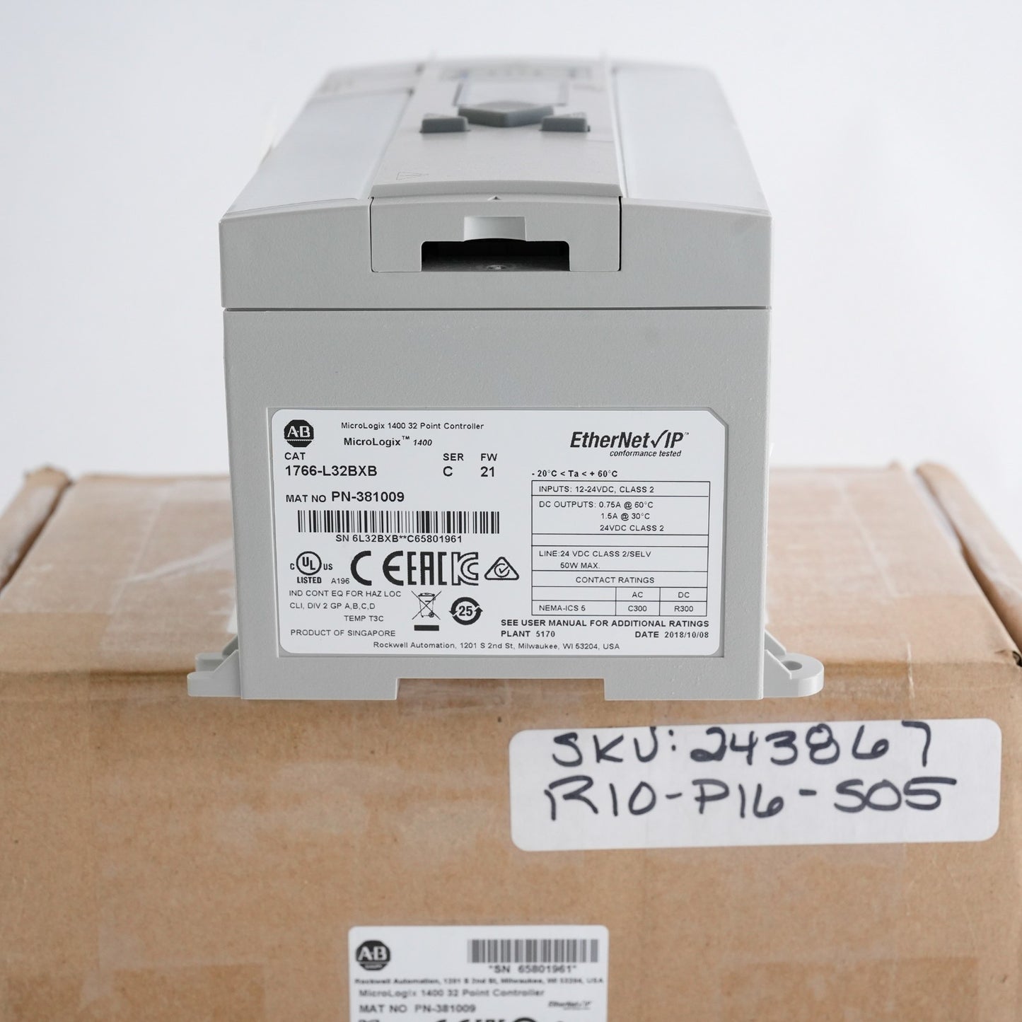 Allen Bradley 1766-L32BXB /C MicroLogix 1400 32-Pt Controller - Open Box
