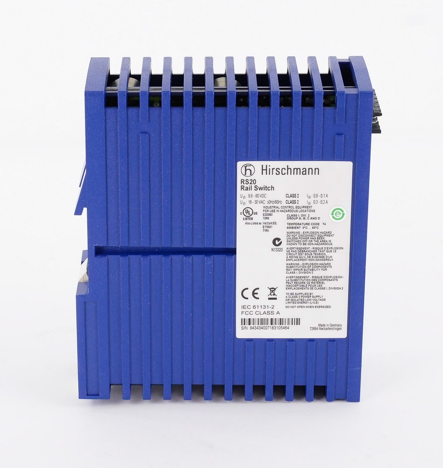 Hirschmann RS20 Rail Switch 60VDC 18-30VAC 50/60Hz