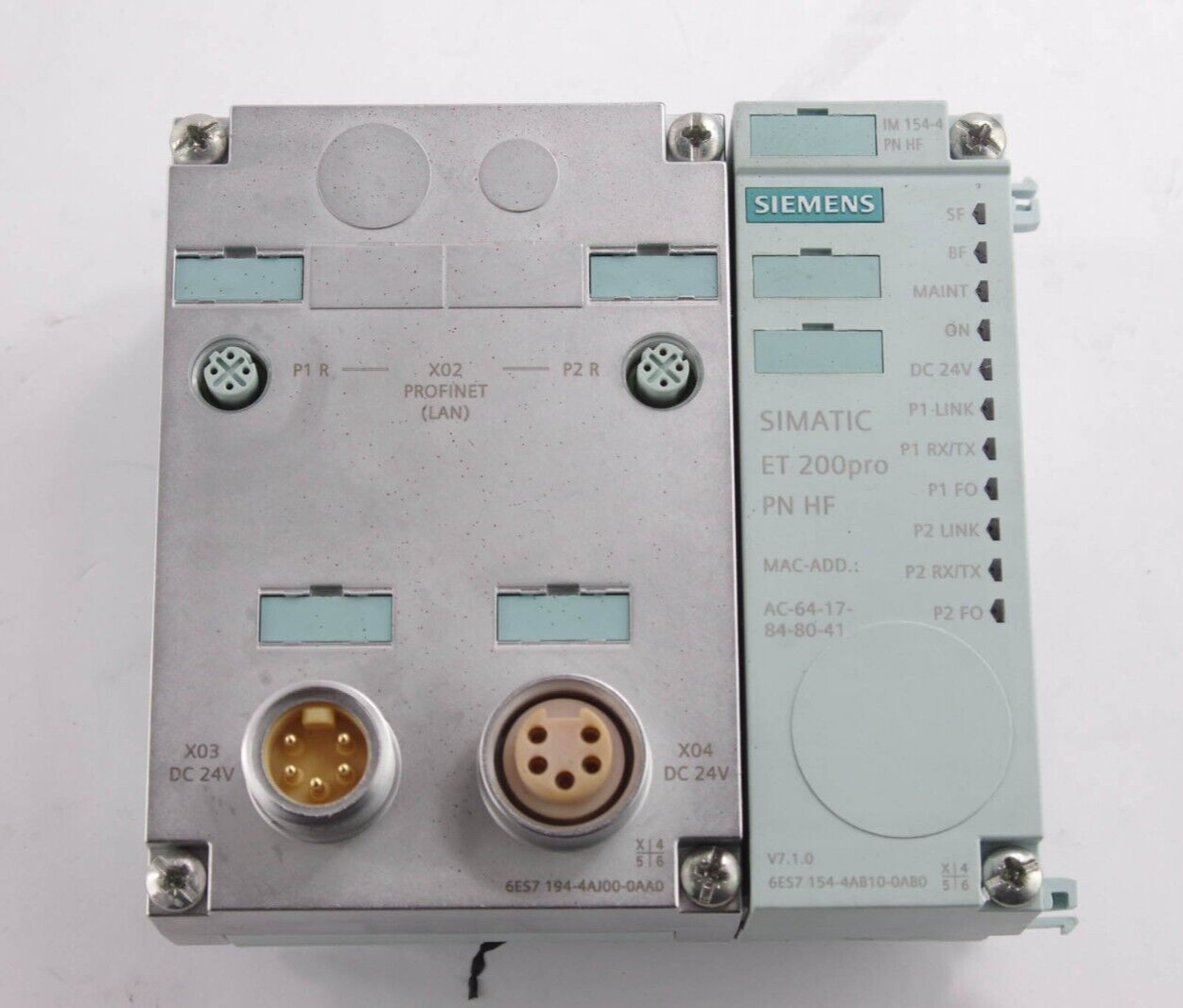 Siemens 6ES7 194-4AJ00-0AA0 and 6ES7 154-4AB10-0AB0 Simatic ET 200PRO Connecting