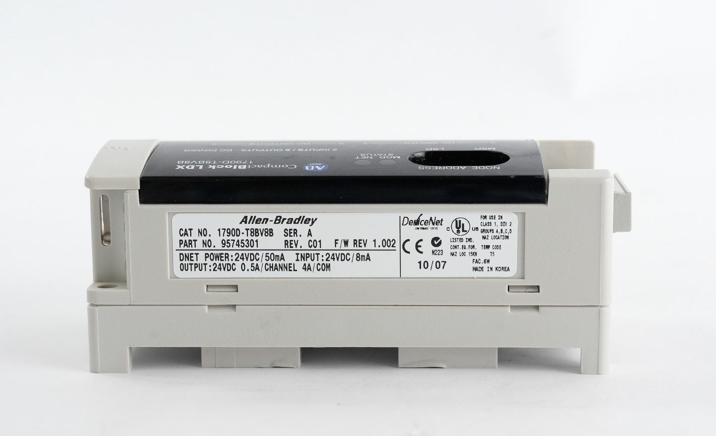 Allen Bradley 1790D-T8BV8B /A Compact Block LDX REV. C01 24VDC 0.5A