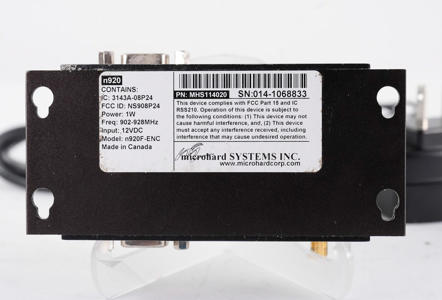 Microhard Systems n920 MHS114020 1W 902-928Mhz 12VDC n920F-ENC + Cables