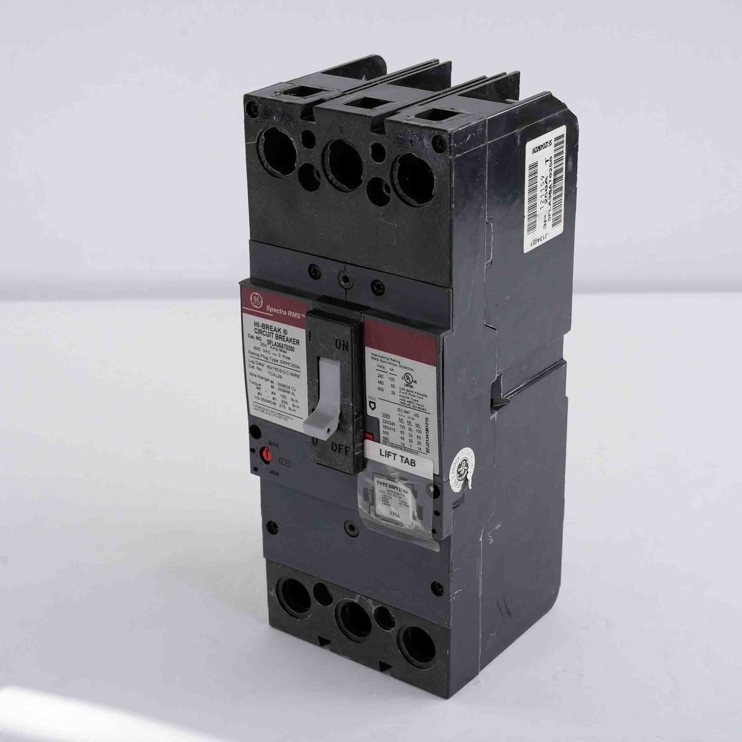 GE SFLA36AT0250 Spectra RMS Circuit Breaker 3 Pole 250 Amp Max 600 VAC