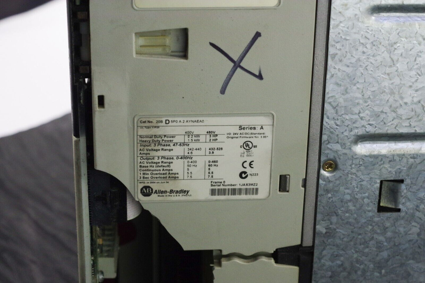 Allen-Bradley 20BD5P0A2AYNAEA0 PowerFlex 700  3HP Series A FRN: 3.001