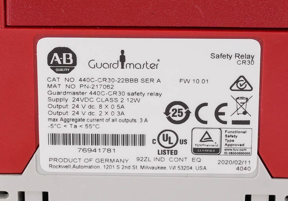 Allen Bradley 440C-CR30-22BBB Ser A Guardmaster Safety Relay + 440C-ENET