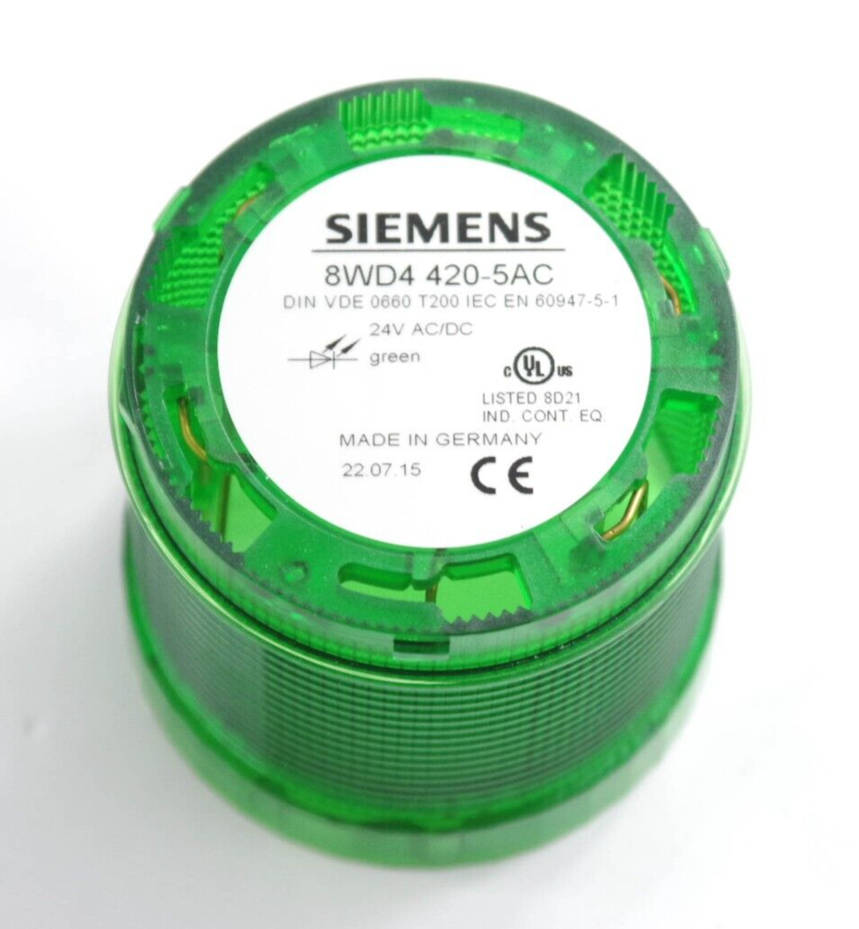 Siemens 8WD4 420-5AC / 8WD44205AC Green Stack Light 24V DC/AC 60947-5-1