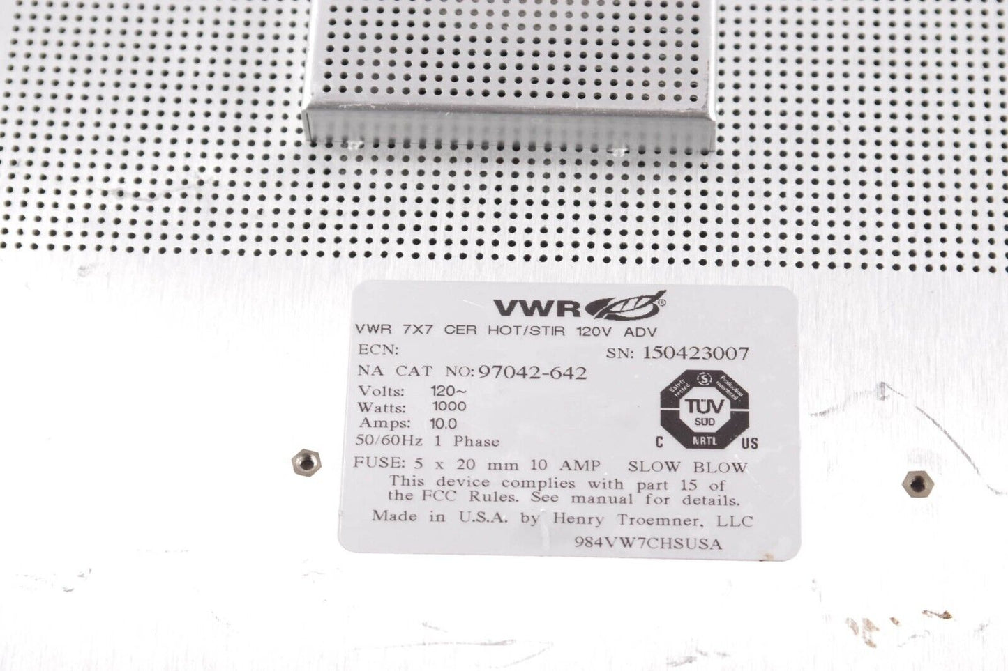 VWR 97042-642 / 97042642 7"x 7" Ceramic Top Magnetic Hot Plate Stirrer 120V