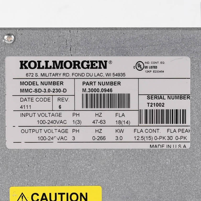 Kollmorgen MMC-SD-3.0-230D Digital Servo Drive 230V 3A MMCSD3.0230D Control Unit